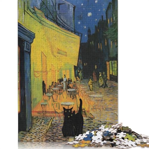 1000 Teile Puzzle „Katze auf der Terrasse des Cafés“, Schwierigkeitsgrad für Erwachsene, Lernspielzeug, Spiele, (75 x 50 cm) von LMYmoney