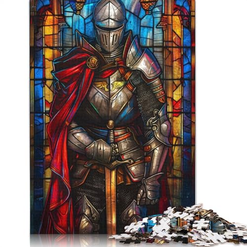 1000 Teile Ritter-Paladin-Buntglas-Puzzle, Schwierigkeitsgrad-Puzzle, Lernspiel, Spielzeug, Familiendekoration (75 x 50 cm) von LMYmoney