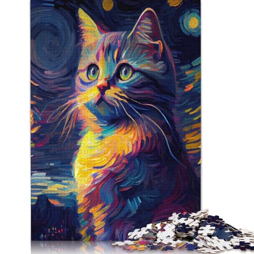 1000 Teile Sternennacht-Katzen-Puzzle, Schwierigkeitsgrad, Lernspiele, Spielzeug, (75 x 50 cm) von LMYmoney