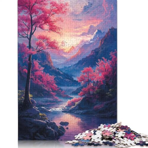 1000-teilige Kirschblütenlandschaft für Erwachsene, schwieriges Puzzle aus Holz für Erwachsene, 1000 Stück (75 x 50 cm) von LMYmoney