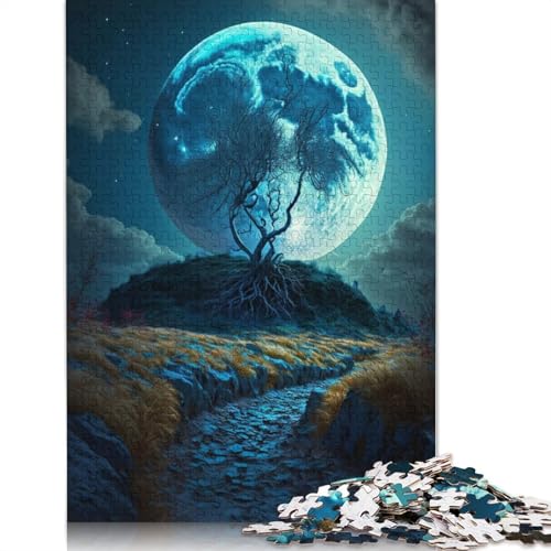 1000-teiliger Baum auf dem Mond für Erwachsene, schwieriges Puzzle aus Holz für Erwachsene, 1000 Teile (75 x 50 cm) von LMYmoney