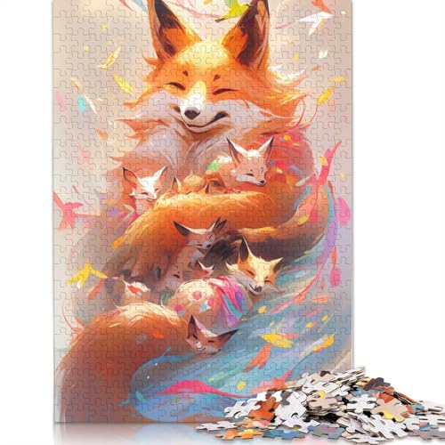 1000-teiliges Anime-Puzzle mit der Fuchsfamilie für Erwachsene Teenager, Holzpuzzles, nachhaltiges Puzzle für Erwachsene | Spiele 1000 Stück (75 x 50 cm) von LMYmoney