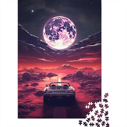 1000-teiliges Astronauten-Oldtimer-Puzzle für Erwachsene, Holzpuzzles, Puzzles für Erwachsene, Lernspiel, Herausforderungsspielzeug (38 x 26 cm) von LMYmoney