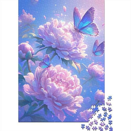 1000-teiliges Blumen- und Schmetterlings-Puzzle für Erwachsene, Puzzle, Lernspiel, Herausforderungsspielzeug, 1000 Stück (38 x 26 cm) von LMYmoney