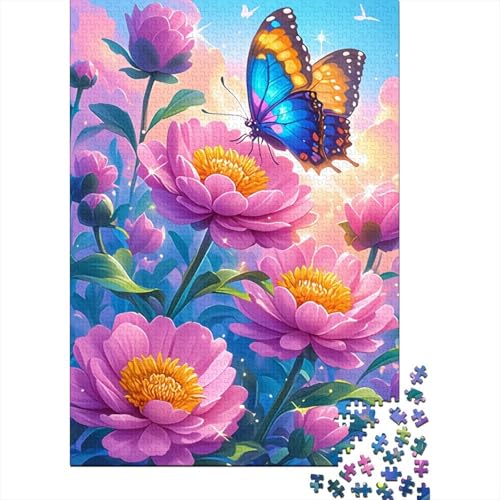 1000-teiliges Blumen- und Schmetterlings-Puzzle für Erwachsene und Teenager, Holzpuzzle, Lernspiel, Herausforderung, Spielzeug, Geburtstagsgeschenke, 1000 Stück (38 x 26 cm) von LMYmoney