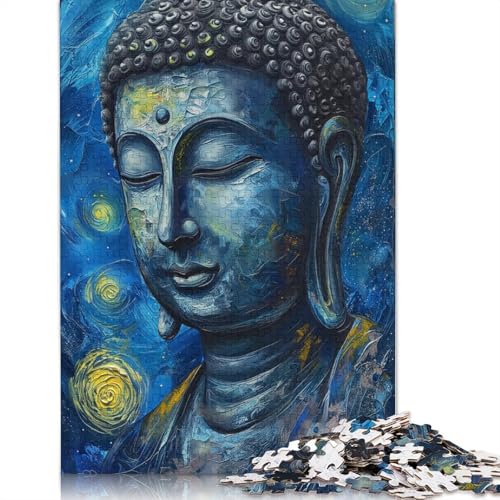 1000-teiliges Buddha-Puzzle im Sternennacht-Stil für Erwachsene und Jugendliche, Holzpuzzle, Lernspiel, Herausforderung, Spielzeug, Geburtstagsgeschenk (75 x 50 cm) von LMYmoney
