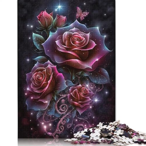 1000-teiliges Cosmic Rose-Puzzle für Erwachsene, Holzpuzzles, Puzzles für Erwachsene, Lernspiel, Herausforderungsspielzeug, 1000 Stück (75 x 50 cm) von LMYmoney