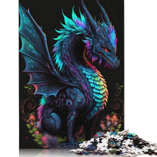 1000-teiliges Drachenpuzzle für Erwachsene, Holzpuzzles, Puzzles für Erwachsene, Lernspiel, Herausforderungsspielzeug, 1000 Stück (75 x 50 cm) von LMYmoney