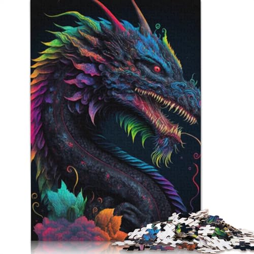 1000-teiliges Drachenpuzzle für Erwachsene, Holzpuzzles, Puzzles für Erwachsene, Lernspiel, Herausforderungsspielzeug, 1000 Stück (75 x 50 cm) von LMYmoney
