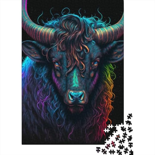 1000-teiliges Fantasy-Bull-Puzzle für Erwachsene, Holzpuzzles für Erwachsene, Teenager, Mann, Frau, Geschenk, 1000 Stück (38 x 26 cm) von LMYmoney