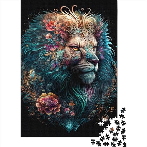 1000-teiliges Fantasy-Löwen-Puzzle für Erwachsene, Holzpuzzle für Erwachsene und Jugendliche, Lernpuzzle 1000 Teile (38 x 26 cm) von LMYmoney
