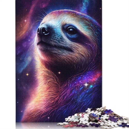 1000-teiliges Galaxy-Faultier-Puzzle für Erwachsene und Teenager, Holzpuzzles, nachhaltiges Puzzle für Erwachsene, Spiele 1000 Teile (75 x 50 cm) von LMYmoney