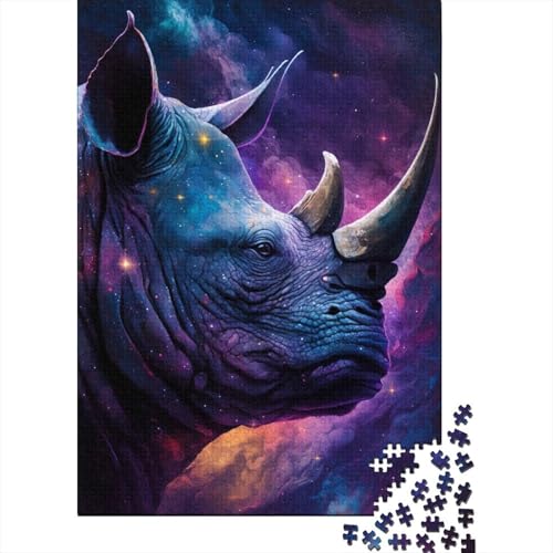 1000-teiliges Galaxy-Nashorn-Puzzle für Erwachsene, Holzpuzzle für Erwachsene, Lernspiel, Herausforderungsspielzeug, 1000 Stück (38 x 26 cm) von LMYmoney