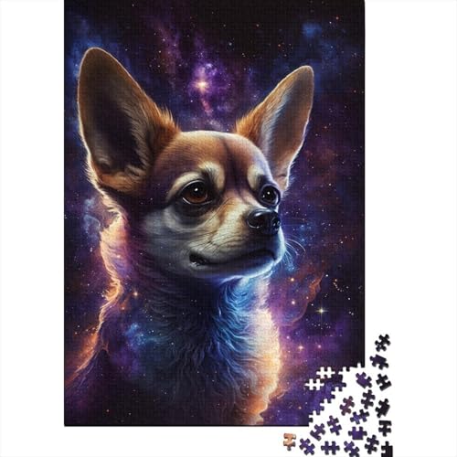 1000-teiliges Galaxy-Puzzle mit Buntem Chihuahua für Erwachsene, Holzpuzzle für Erwachsene, Lernspiel, Herausforderungsspielzeug, 1000 Stück (38 x 26 cm) von LMYmoney