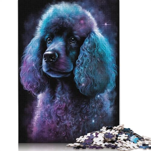 1000-teiliges Galaxy-Puzzle mit Buntem Pudel, für Erwachsene und Teenager, Holzpuzzle, 1000 Teile (75 x 50 cm) von LMYmoney