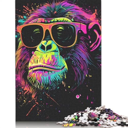 1000-teiliges Holzpuzzle „AFFE mit Kopfhörern und Sonnenbrille“, Holzpuzzle für Erwachsene und Jugendliche ab 12 Jahren, 1000 Teile (75 x 50 cm) von LMYmoney