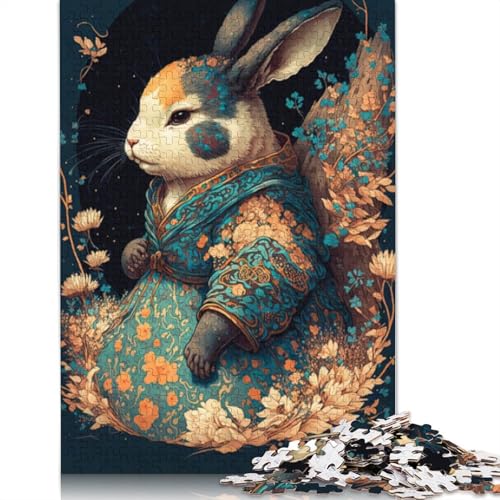 1000-teiliges Kaninchen-Puzzle für Erwachsene, Holzpuzzles, Puzzles für Erwachsene, Lernspiel, Herausforderungsspielzeug, 1000 Stück (75 x 50 cm) von LMYmoney