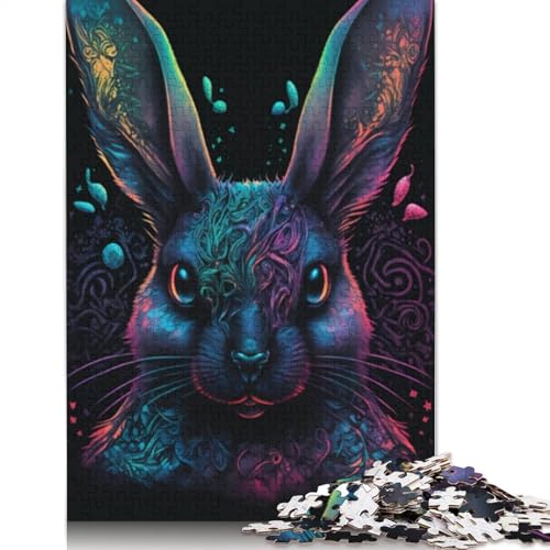 1000-teiliges Kaninchen-Puzzle für Erwachsene, Puzzle, Lernspiel, Herausforderungsspielzeug, 1000 Stück (75 x 50 cm) von LMYmoney