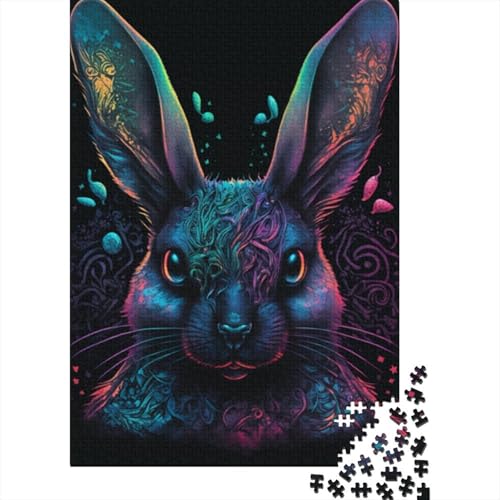 1000-teiliges Kaninchen-Puzzle für Erwachsene und Teenager, Holzpuzzle, 1000 Teile (38 x 26 cm) von LMYmoney