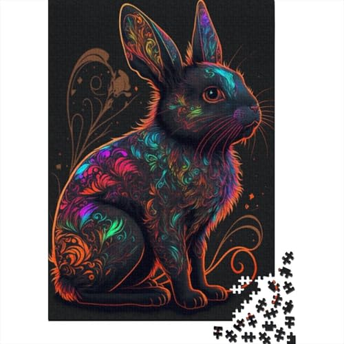 1000-teiliges Kaninchen-Puzzle für Erwachsene und Teenager, Holzpuzzle, Lernspiel, Herausforderung, Spielzeug, Geburtstagsgeschenke, 1000 Stück (38 x 26 cm) von LMYmoney