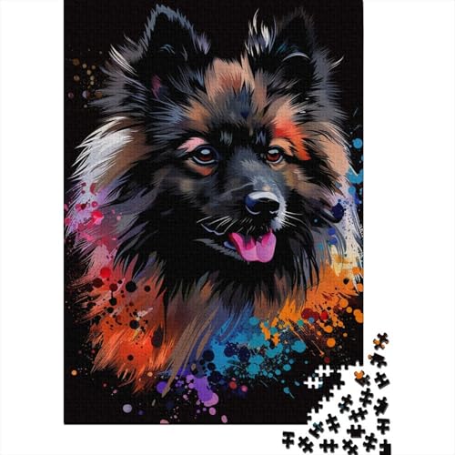 1000-teiliges Keeshond-Hunde-Kunst-Puzzle für Erwachsene Teenager, Holzpuzzles, nachhaltiges Puzzle für Erwachsene | Spiele 1000 Teile (38 x 26 cm) von LMYmoney