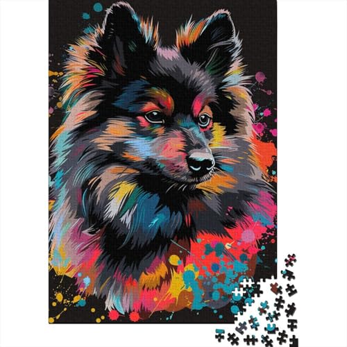 1000-teiliges Keeshond-Hundekunst-Puzzle für Erwachsene, Holzpuzzle für Erwachsene und Jugendliche, Lernpuzzle 1000 Teile (38 x 26 cm) von LMYmoney