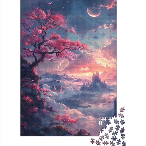 1000-teiliges Kirschblüten-Puzzle auf der Klippe für Erwachsene, Puzzle, Lernspiel, Herausforderungsspielzeug, 1000 Stück (38 x 26 cm) von LMYmoney