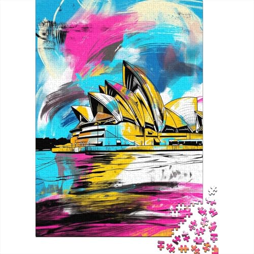 1000-teiliges Kunst-Puzzle „Sydney Opera House“ für Erwachsene Teenager, Holzpuzzles, nachhaltiges Puzzle für Erwachsene | Spiele 1000 Teile (38 x 26 cm) von LMYmoney