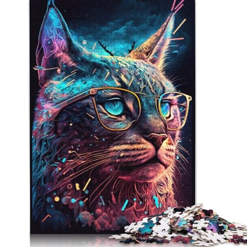 1000-teiliges Luchs-mit-Brille-Puzzle für Erwachsene, Holzpuzzles, Puzzles für Erwachsene, Lernspiel, Herausforderungsspielzeug, 1000 Stück (75 x 50 cm) von LMYmoney