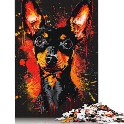 1000-teiliges Miniatur-Pinscher-Hunde-Kunst-Puzzle für Erwachsene, Puzzle, Puzzle für Erwachsene, einzigartige Heimdekoration und Geschenke, 1000 Teile (75 x 50 cm) von LMYmoney