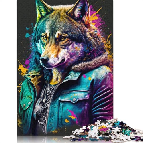 1000-teiliges Neon-Art-Wolf-Puzzle für Erwachsene und Teenager, 1000 Teile (75 x 50 cm) von LMYmoney