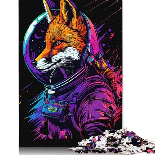1000-teiliges Neon-Astronauten-Fuchs-Puzzle für Erwachsene, Puzzles, Lernspielzeug, 1000 Stück (75 x 50 cm) von LMYmoney