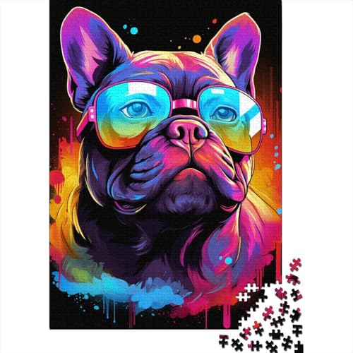 1000-teiliges Neon-Mops-Holzpuzzle, Holzpuzzle für Erwachsene und Jugendliche ab 12 Jahren, 1000 Teile (38 x 26 cm) von LMYmoney
