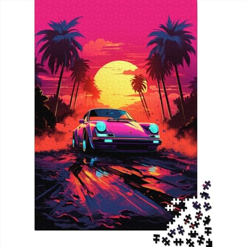 1000-teiliges Neon-Sportwagen-Puzzle für Erwachsene und Jugendliche, Lernspielzeug aus Holz, 1000 Teile (38 x 26 cm) von LMYmoney