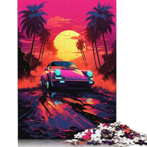 1000-teiliges Neon-Sportwagen-Puzzle für Erwachsene und Teenager. Holzpuzzles für Familienspaß und Spieleabende. 1000 Teile (75 x 50 cm) von LMYmoney