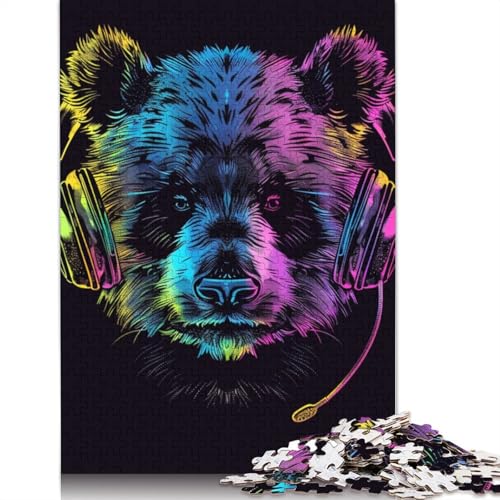 1000-teiliges Panda-Puzzle mit Kopfhörern für Erwachsene, Puzzle für Erwachsene und Jugendliche ab 12 Jahren, 1000 Teile (75 x 50 cm) < von LMYmoney
