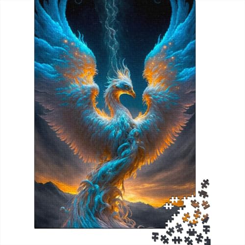 1000-teiliges Phoenix-Vogel-Puzzle für Erwachsene, Holzpuzzle für Erwachsene, Lernspiel, Herausforderungsspielzeug, 1000 Stück (38 x 26 cm) von LMYmoney