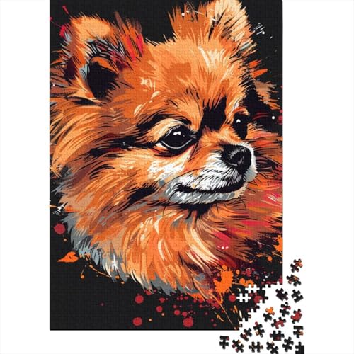 1000-teiliges Pomeranian-Hunde-Kunst-Puzzle für Erwachsene und Teenager, Holzpuzzle, Lernspiel, Herausforderung, Spielzeug, Geburtstagsgeschenke, 1000 Stück (38 x 26 cm) von LMYmoney