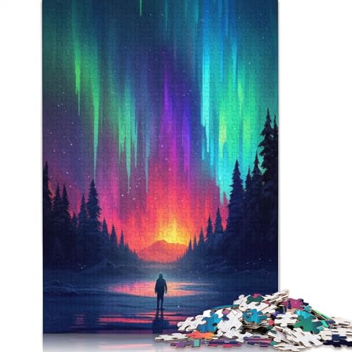 1000-teiliges Puzzle „Aurora am Himmel“ für Erwachsene, Holzpuzzles für Teenager, Geschenke, einzigartige Heimdekoration und Geschenke, 1000 Stück (75 x 50 cm) von LMYmoney