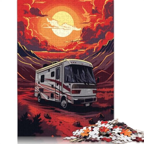 1000-teiliges Puzzle „Auto bei Sonnenuntergang“ für Erwachsene und Teenager, 1000 Teile (75 x 50 cm) von LMYmoney