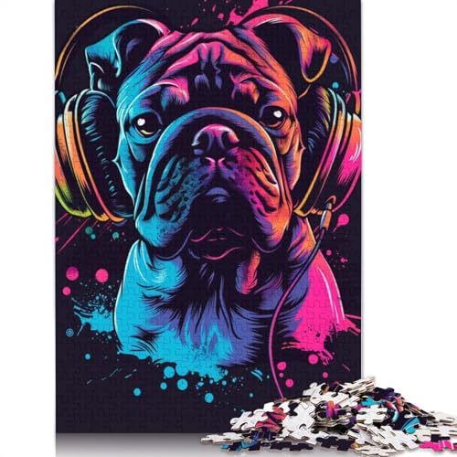 1000-teiliges Puzzle „Bulldog-DJ mit Kopfhörern“ für Erwachsene und Teenager. Puzzle für Familienspaß und Spieleabende. 1000 Teile (75 x 50 cm) von LMYmoney