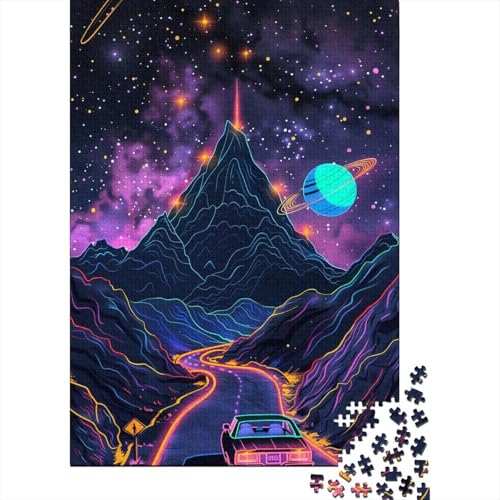 1000-teiliges Puzzle „Cosmic Mountains Road“ für Erwachsene und Jugendliche, Lernspielzeug aus Holz, 1000 Teile (38 x 26 cm) von LMYmoney