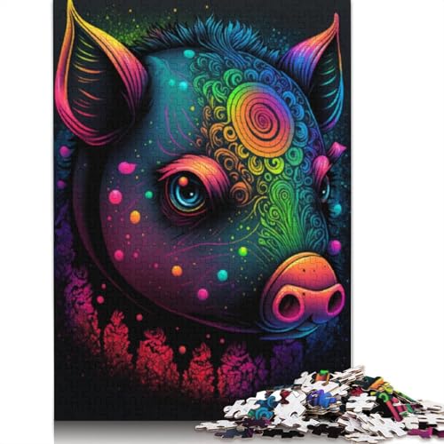 1000-teiliges Puzzle „Cosmic Pig“ für Erwachsene, Puzzle für Erwachsene und Jugendliche ab 12 Jahren, 1000 Teile (75 x 50 cm) < von LMYmoney