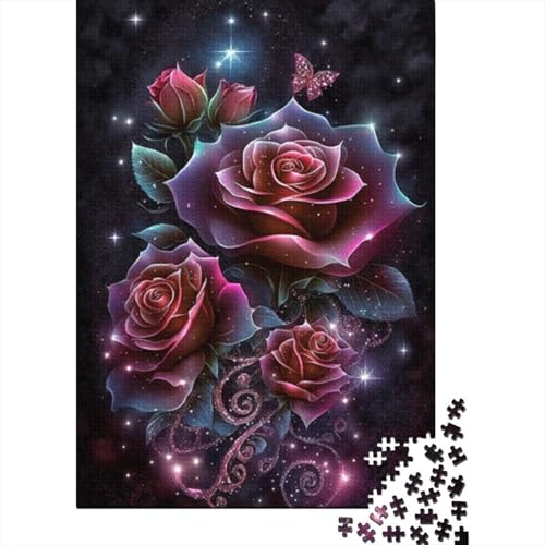 1000-teiliges Puzzle „Cosmic Rose“ für Erwachsene, Puzzle für Erwachsene, Alter 14+, 1000 Teile (38 x 26 cm) von LMYmoney