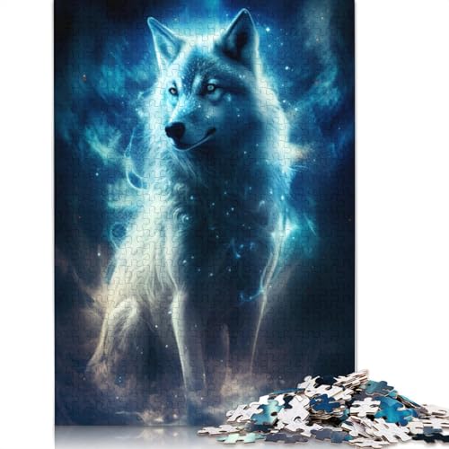 1000-teiliges Puzzle „Cosmic White Fox“ für Erwachsene und Jugendliche, Lernspielzeug aus Holz, 1000 Teile (75 x 50 cm) von LMYmoney