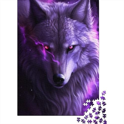 1000-teiliges Puzzle „Cosmic Wolf“ für Erwachsene, Puzzle, Puzzle für Erwachsene, einzigartige Heimdekoration und Geschenke, 1000 Teile (38 x 26 cm) von LMYmoney