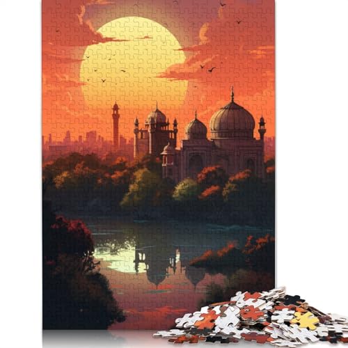 1000-teiliges Puzzle „Der Sonnenuntergang über der Stadt mit Bäumen“ für Erwachsene und Teenager, Holzpuzzle, 1000 Teile (75 x 50 cm) von LMYmoney