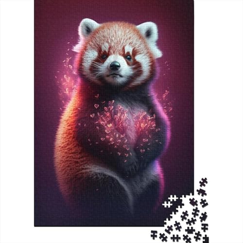 1000-teiliges Puzzle „Fröhlicher Roter Panda“ für Erwachsene und Teenager, Holzpuzzle, Lernspiel, Herausforderung, Spielzeug, Geburtstagsgeschenke, 1000 Stück (38 x 26 cm) von LMYmoney