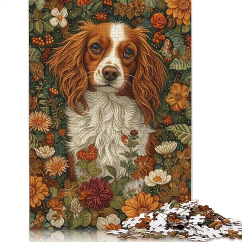 1000-teiliges Puzzle „Hunde in Blumen“ für Erwachsene, Holzpuzzle, Lernspiel für Erwachsene Teenager, 1000 Teile (75 x 50 cm) von LMYmoney