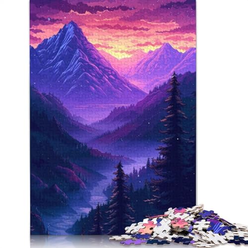 1000-teiliges Puzzle „Purple Mountain“ für Erwachsene und Jugendliche Holzpuzzles, nachhaltiges Puzzle für Erwachsene | Spiele 1000 Teile (75 x 50 cm) von LMYmoney
